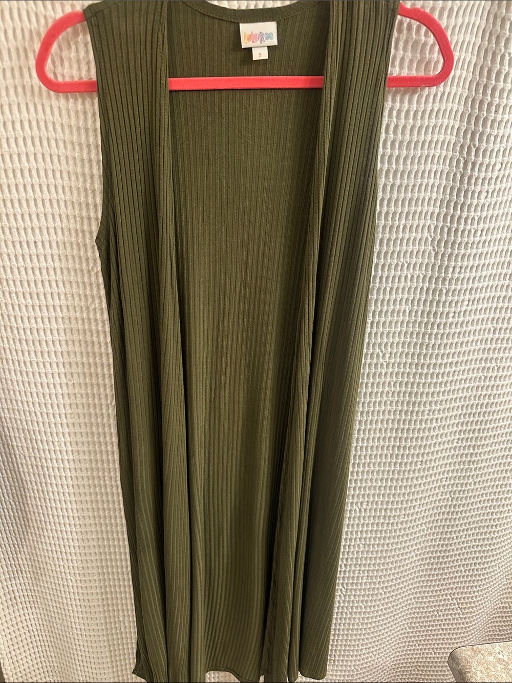 2/$15 LuLaRoe Olive Ribbed Sleeveless Duster “Joy” - Small/Medium/Large